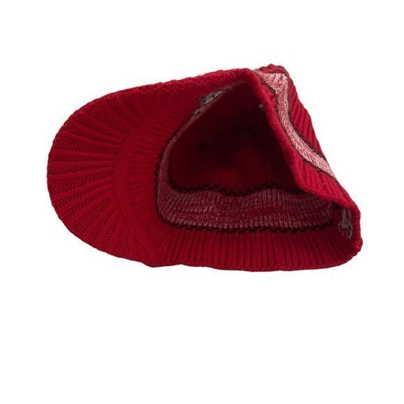 Chicago Bulls NBA Adidas Vtg Red Embroidered Acrylic Winter Beanie Visor Hat euc - Picture 8 of 8
